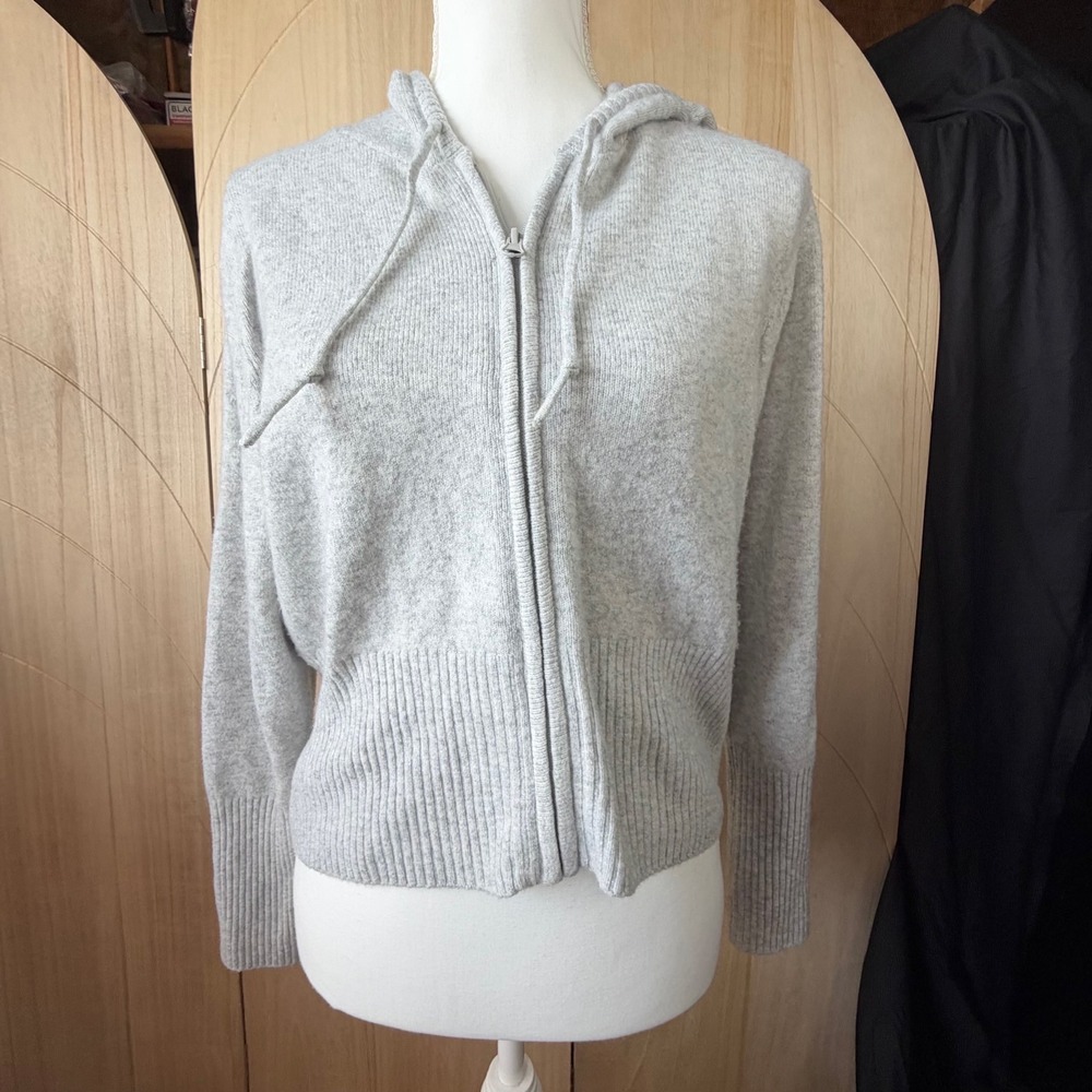 Wild Fable Zip Up Hoodie Womens XL Gray Knit Ribbed Hem Casual Long Sleeve